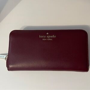 Kate Spade Maroon Zip-Around Wallet